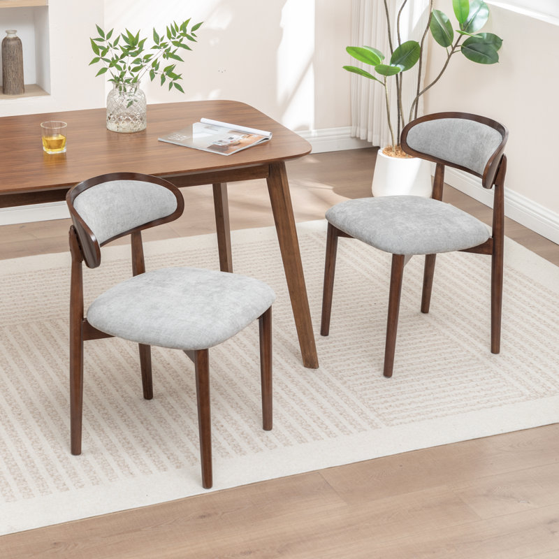 Upholstered Solid Wood Dining Chair Side Chair, Gray