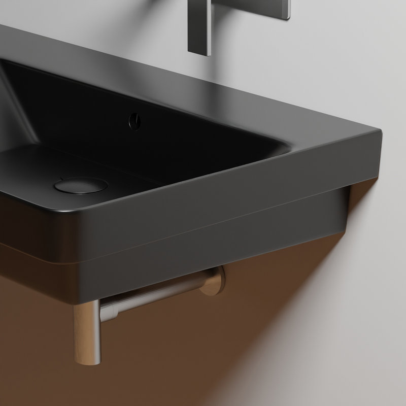 Luxury 23.2 in. L Bathroom Sink, Matte Black, Wall Mounted