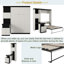 Lit escamotable moderne avec bureau, tablettes de rangement et armoires