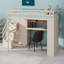 Lit mezzanine peu encombrant avec armoire intégrée, bureau, tablettes et éclairage-414784372