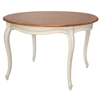Deskins Round Solid Wood Top Metal Base Dining Table