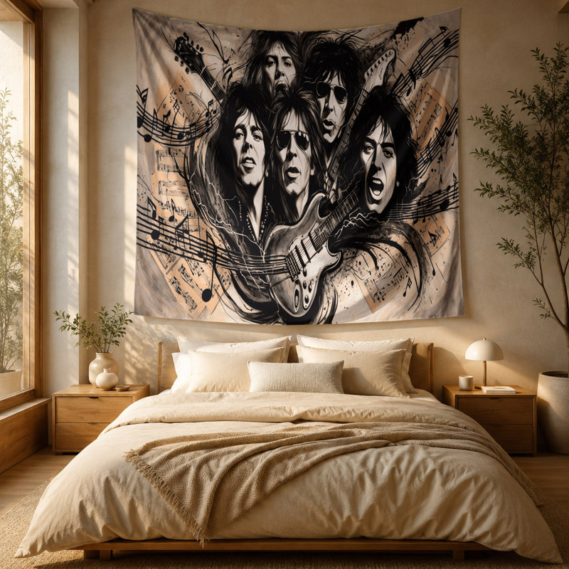 Tapisserie murale «Music Rock and Roll», 88 po x 104 po