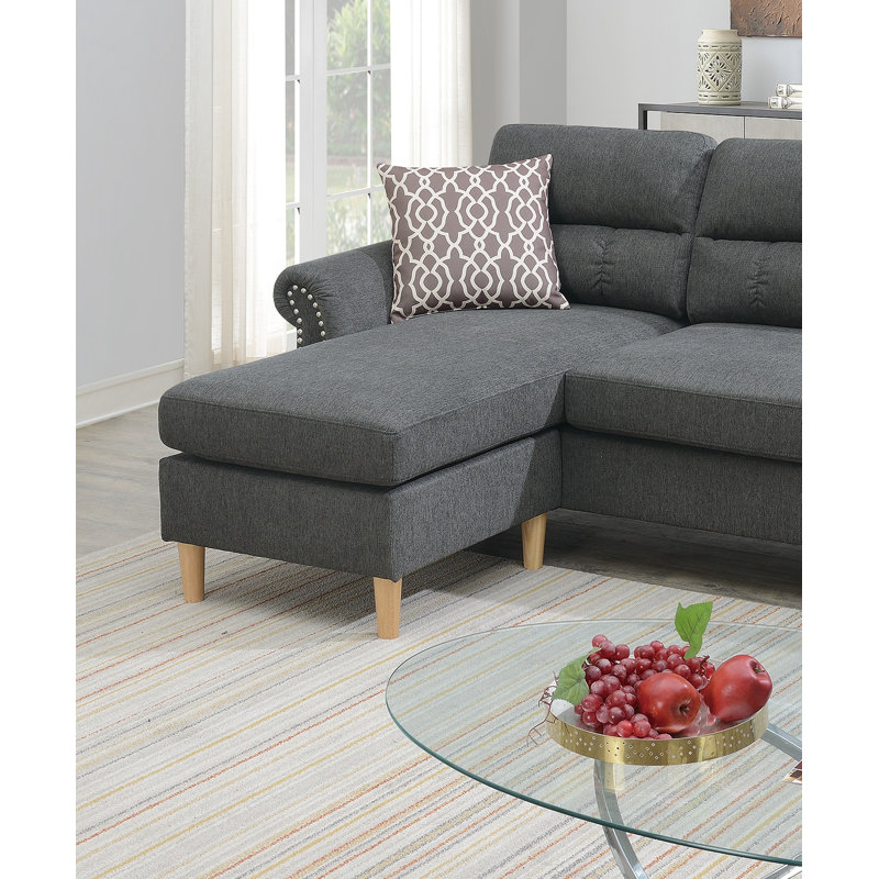 Ensemble de canapé modulaire réversible Polyfiber, Tissu mélange de gris