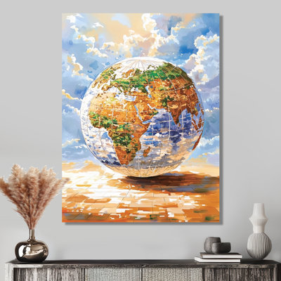 «Watercolor Globe Of Abstract World» - carte murale, impression sur métal