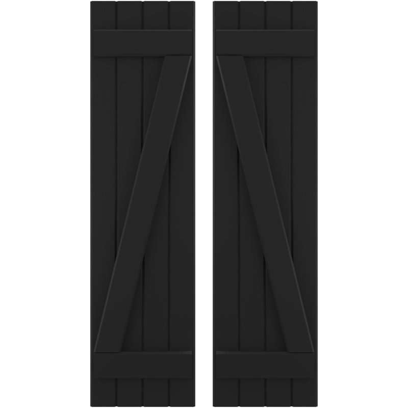 Volets américains avec 2 barres latérales (par paire) Americraft (2 lattes), Noir, 14", 31"