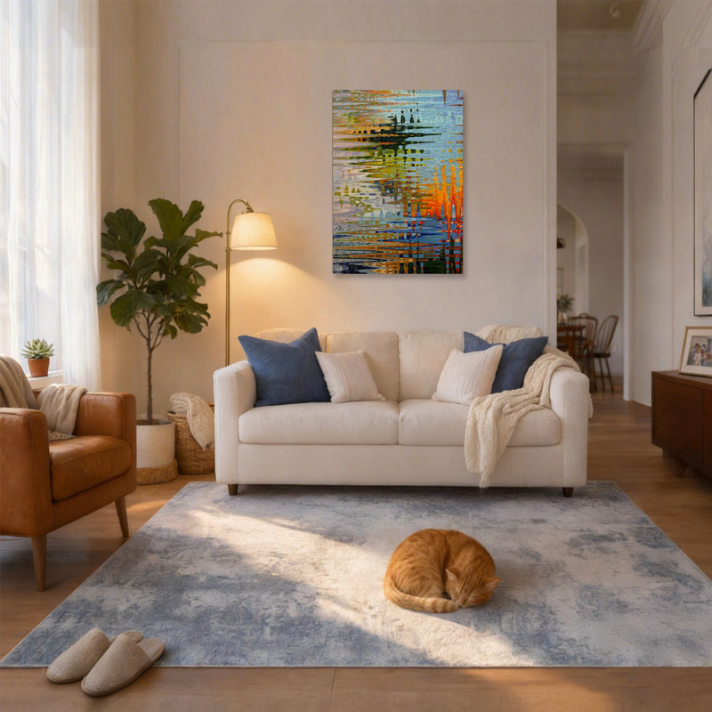  Pet Friendly Industrial-style abstract art carpet, Rectangle 8' x 10'