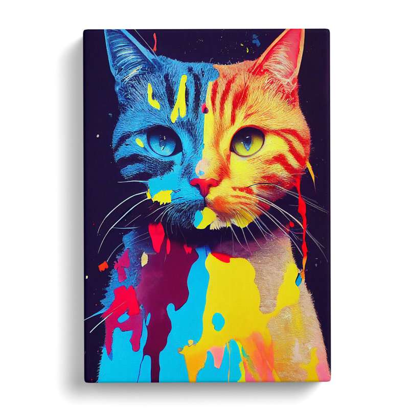 Painted Cat No.5 - Wrapped Canvas, 76cm H x 50cm W x 3cm D
