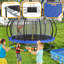 Trampoline antirouille 15 pi avec panier de basketball, échelle et sac à chaussures
