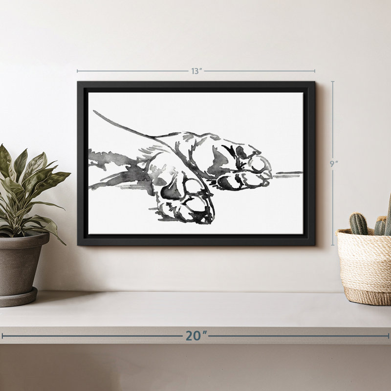 Animal «Linear Paws I», reproduction sur toile, H 9 po x l 13 po