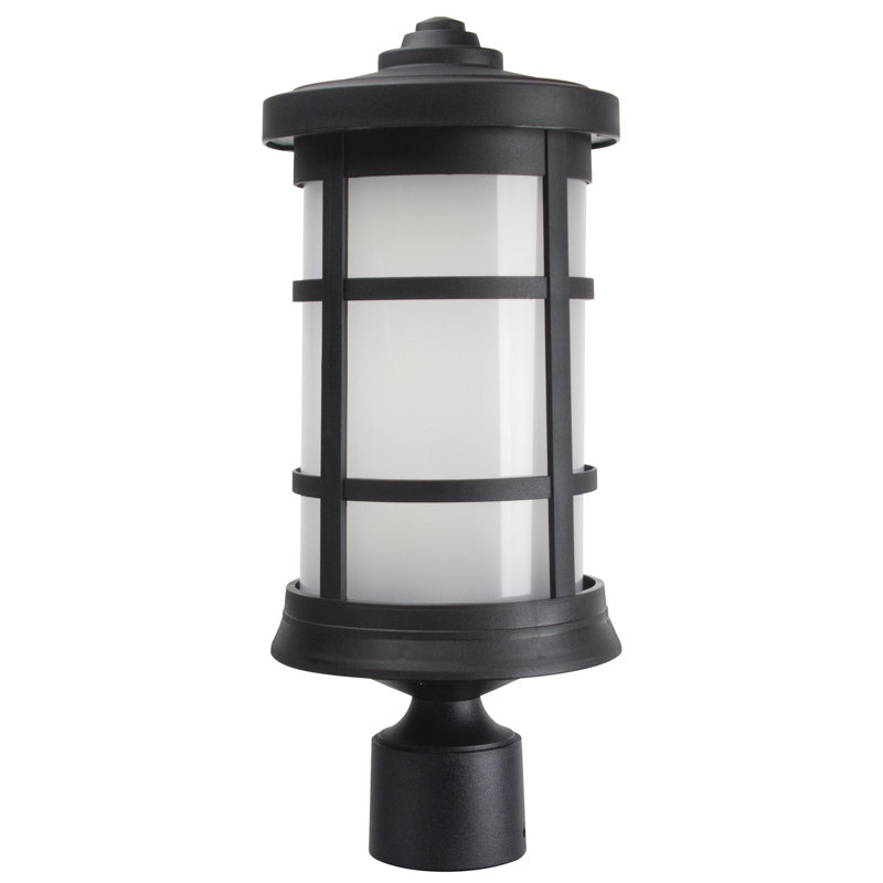 Artisan Round Post Top Fixture with Frosted Acrylic Lens 4000K, Black