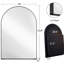 Pharmacie encastrée arquée, 24 po x 36 po, cadre en métal noir mat avec miroir et tablettes réglables pour une utilisation dans la salle de bain-1099656541