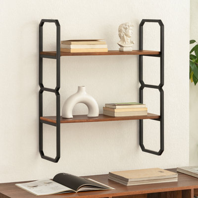 Willow Solid Wood & Metal 2-Tier Wall Mounted Accent Shelf