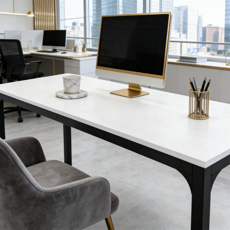 Bureau d'ordinateur moderne (sans tabourets)