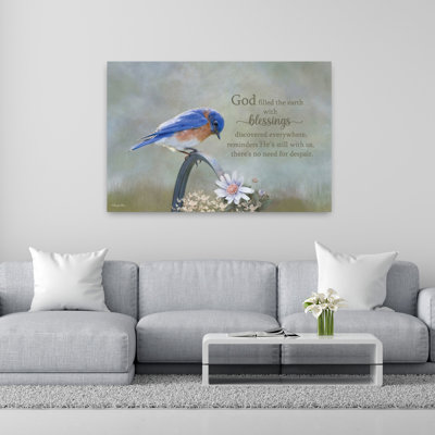 «Blessings Contemporary Bird Flower Art»