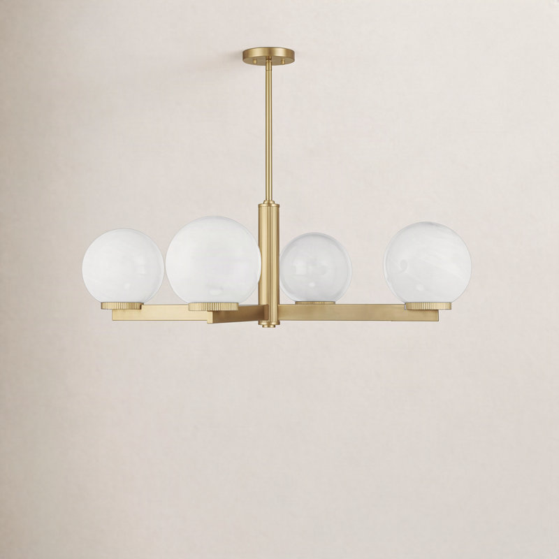 Claudette 4-Light Chandelier in Natural Brass, Natural Brass