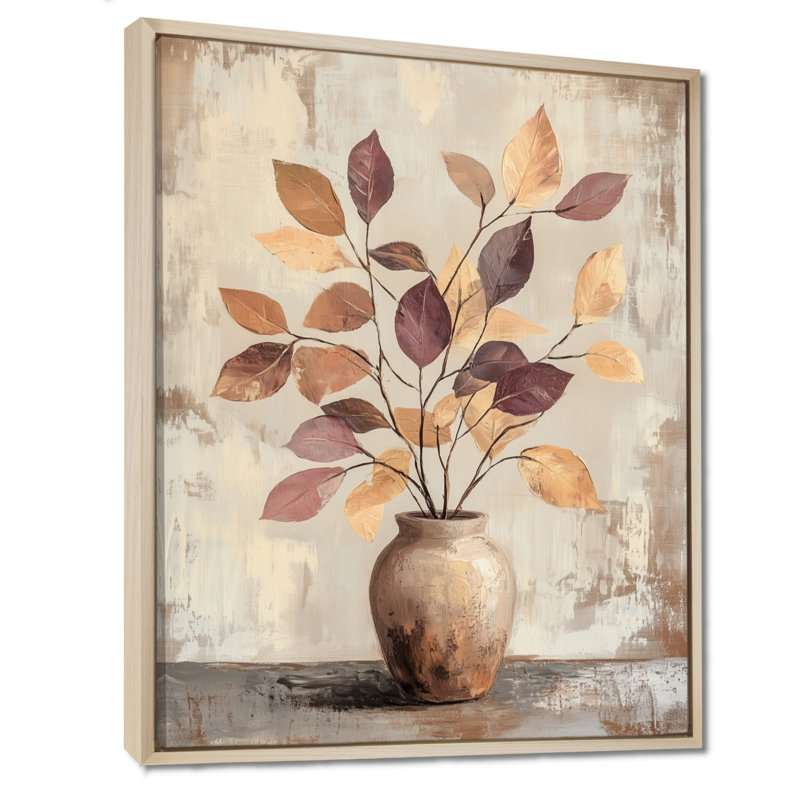 Branches d'automne dorées - Tableau encadré sur toile, H 40 po x l 30 po, Cadre naturel flottant