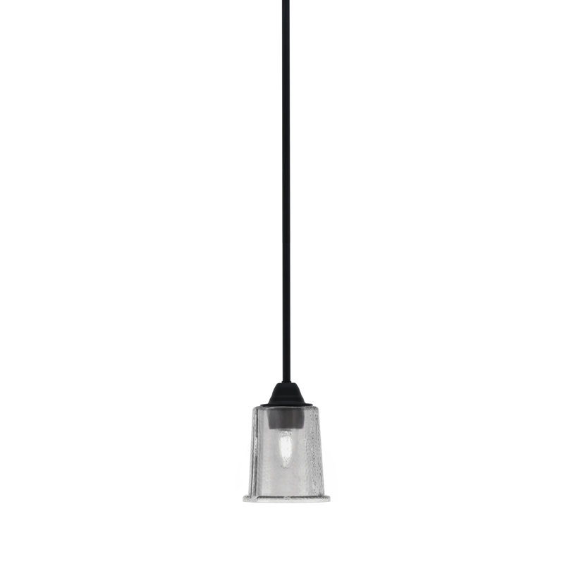 Suspension Ahern Mini, fini noir mat et nickel brossé, verre ambré à bulles de 13,3 cm (5,25 po)