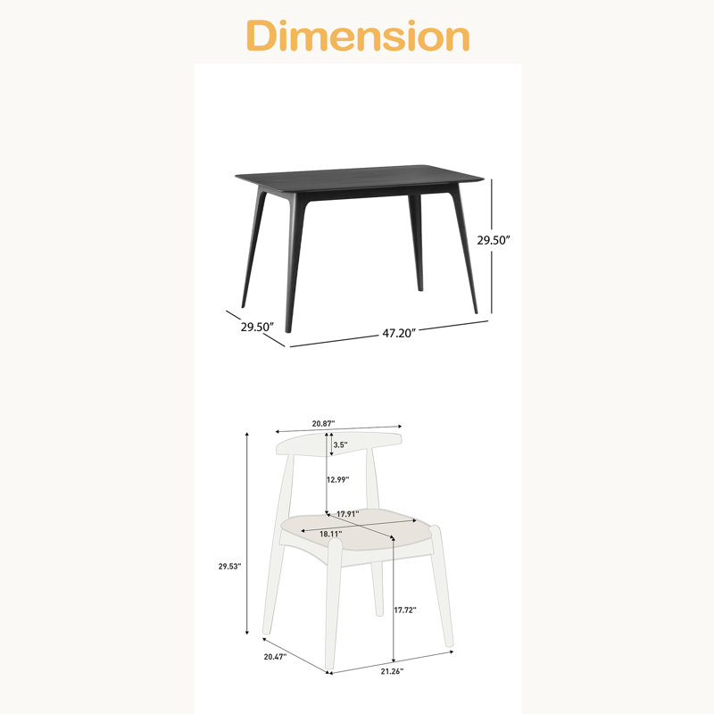 Ensemble de salle à manger 5 pièces 1 table 4 chaises, structure en bois d'hévéa, similicuir de qualité supérieure, dossier ergonomique, rétro - élégant pour la cuisine