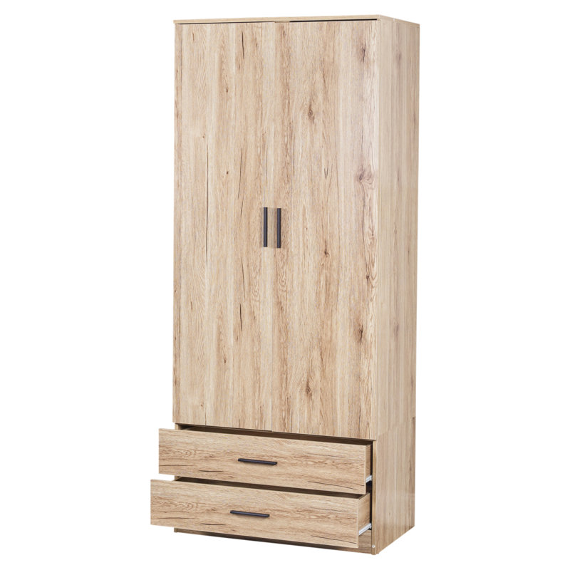 Gianpietro 2 Door Manufactured Wood Wardrobe, Oak