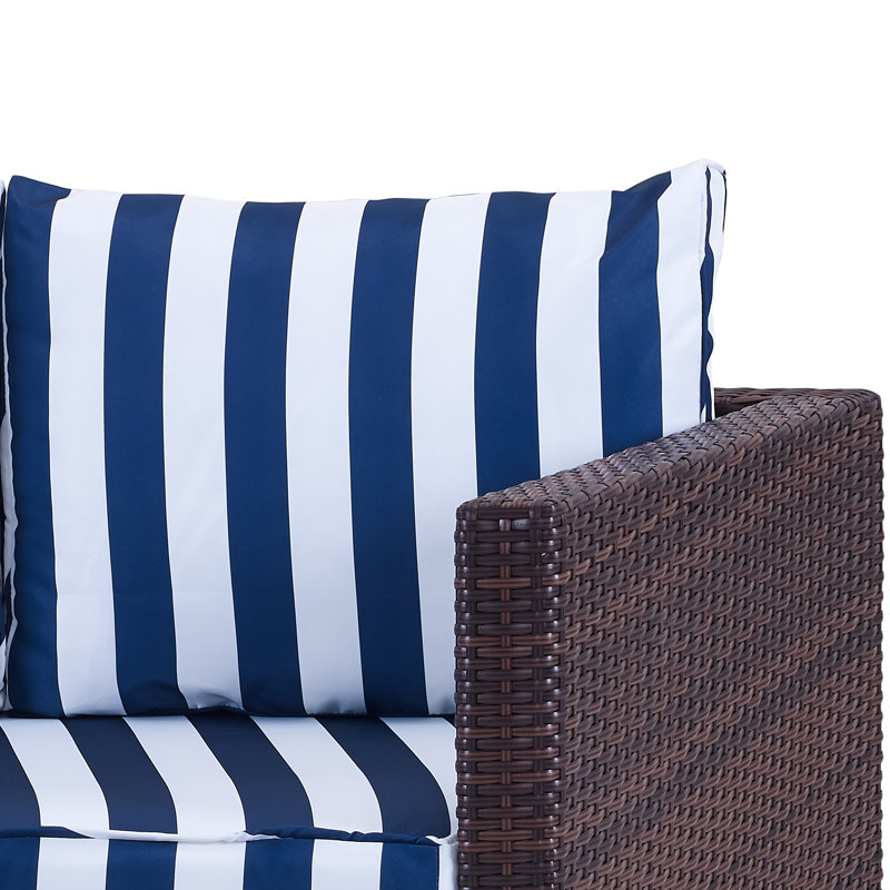 Ensemble de conversation à assise profonde et coussin 5 pièces Colbourn, Motif nautique / bleu marine