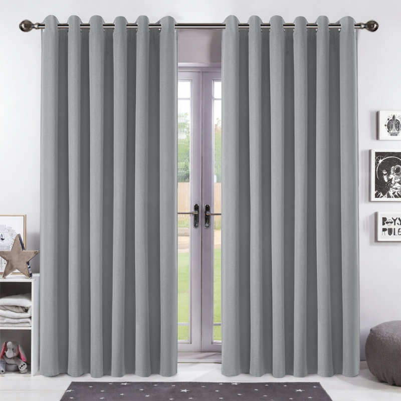 Aspire Homeware Linen 100% Blackout Curtain Pair for Maximum Privacy and Light Control, 168cm Width x 228cm Drop, Grey