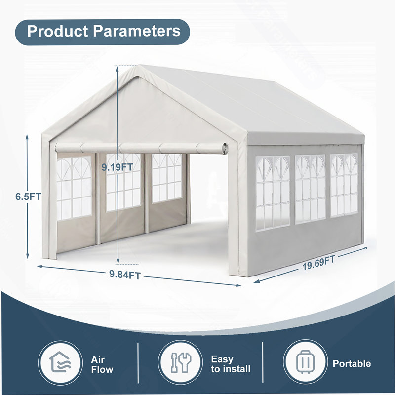 10'X20' Carport Car Canopy Party Tent Outdoor Gazebo With Removable Sidewalls Outdoor Gazebo Commercial Tents For Parties Wedding BBQ