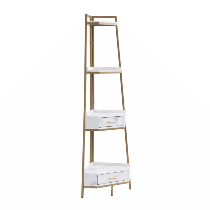 Bibliothèque en coin H 72,6 "x l 17,7" en fer, Blanc