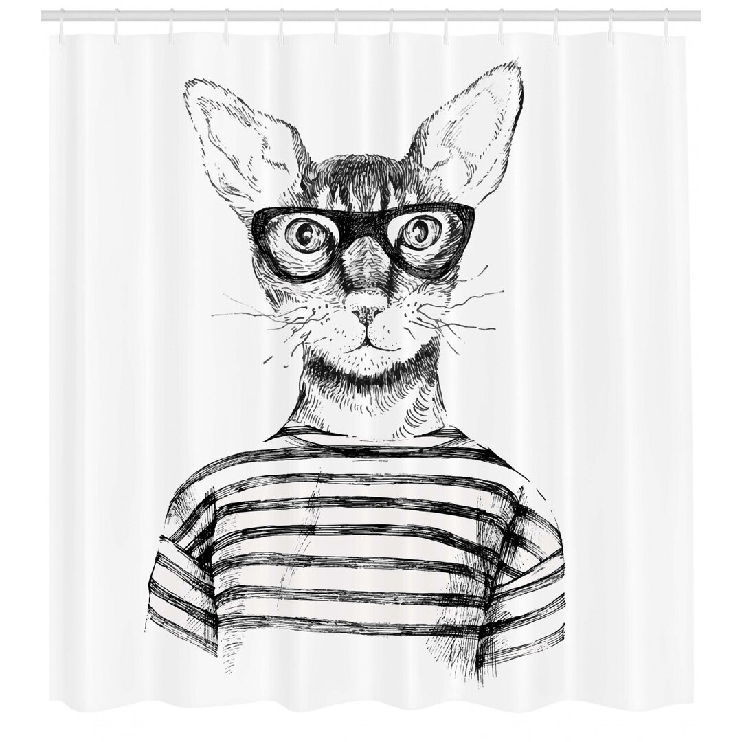 Duschvorhang Cat with Glasses