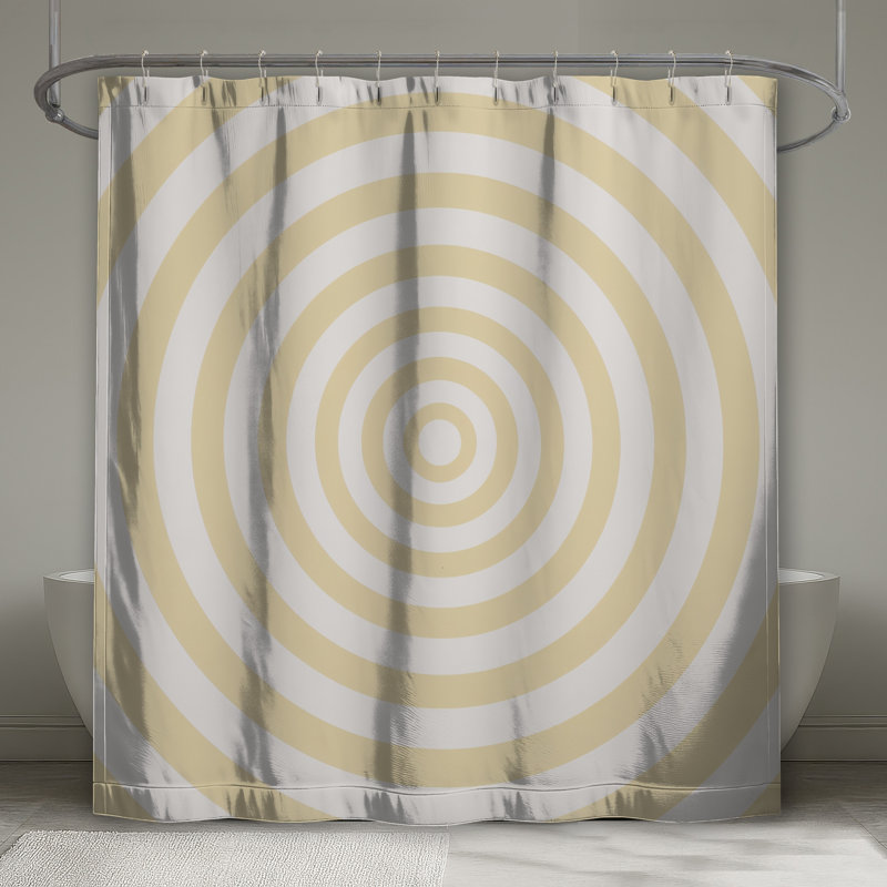 Concentric Beige Circles Shower Curtains Extra Long, L 70 po x H 72 po