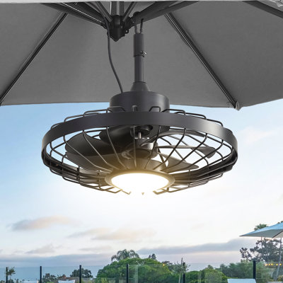 Ventilateur de plafond noir intérieur / extérieur 20 pouces avec lumière 3Cct et télécommande, Fandelier enfichable étanche IP65 avec support à crochet