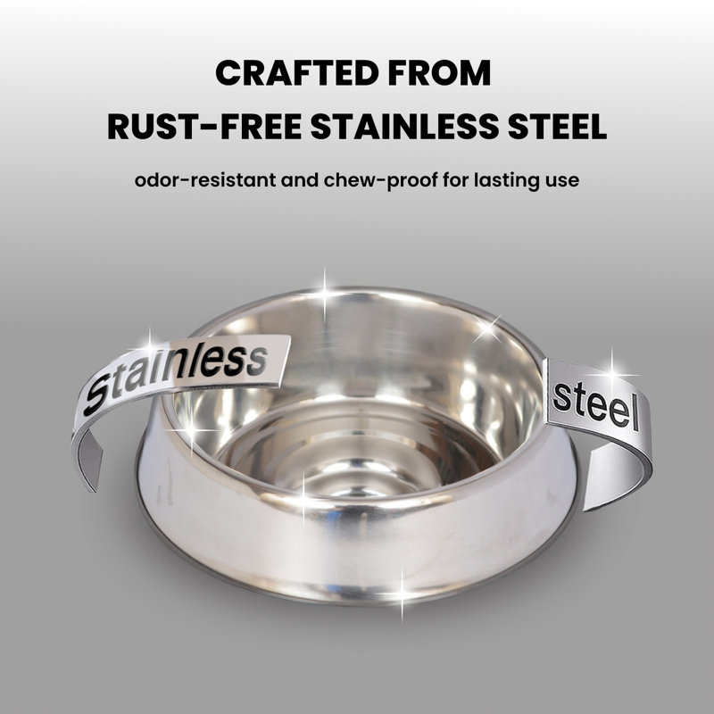 Stainless Steel Anti-Skid Ant-Resistant Pet Bowl, 16 oz