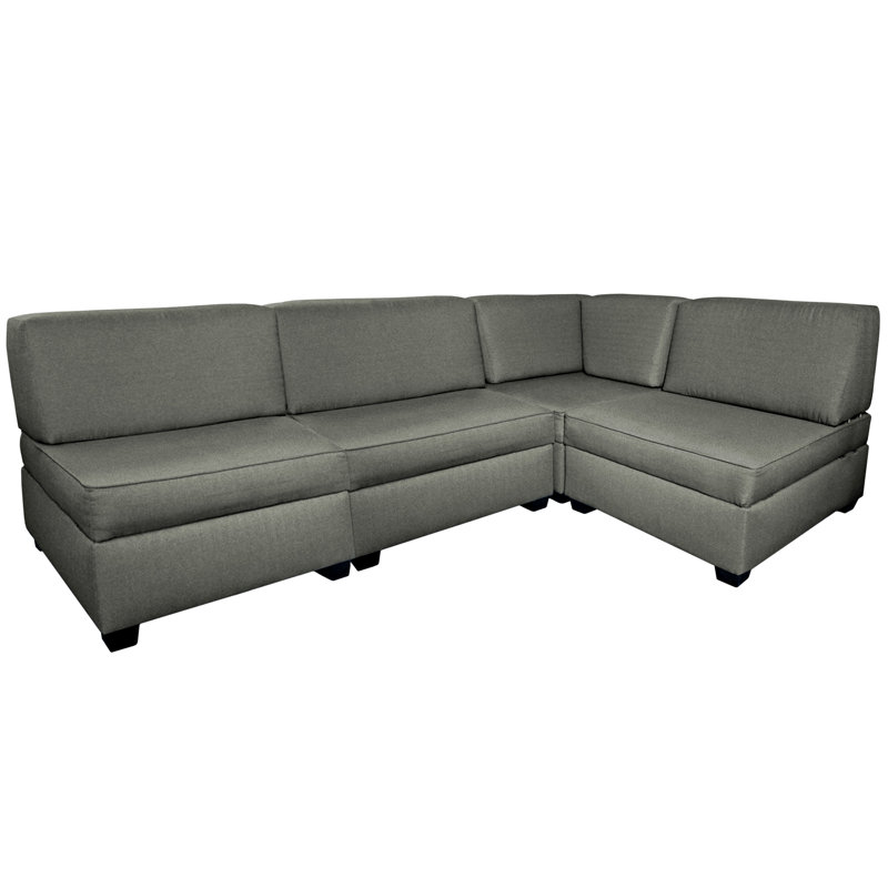 Canapé modulaire réversible de coin avec repose-pieds Anke, Gris clair, H 18 po x l 72 po x P 72 po