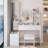 Round Mirror LED Vanity Table with Stool and Full Body Mirror Cabinet-113847172