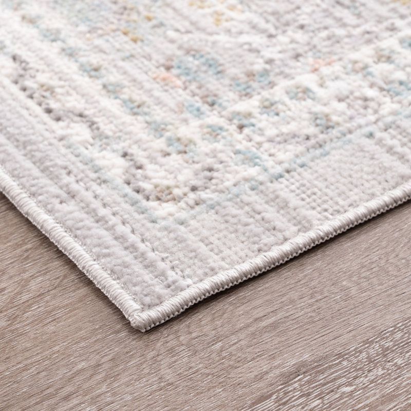 Alyssa Traditional Oriental Gray Polyester Rectangle Area Rug, Rectangle 5' x 7'