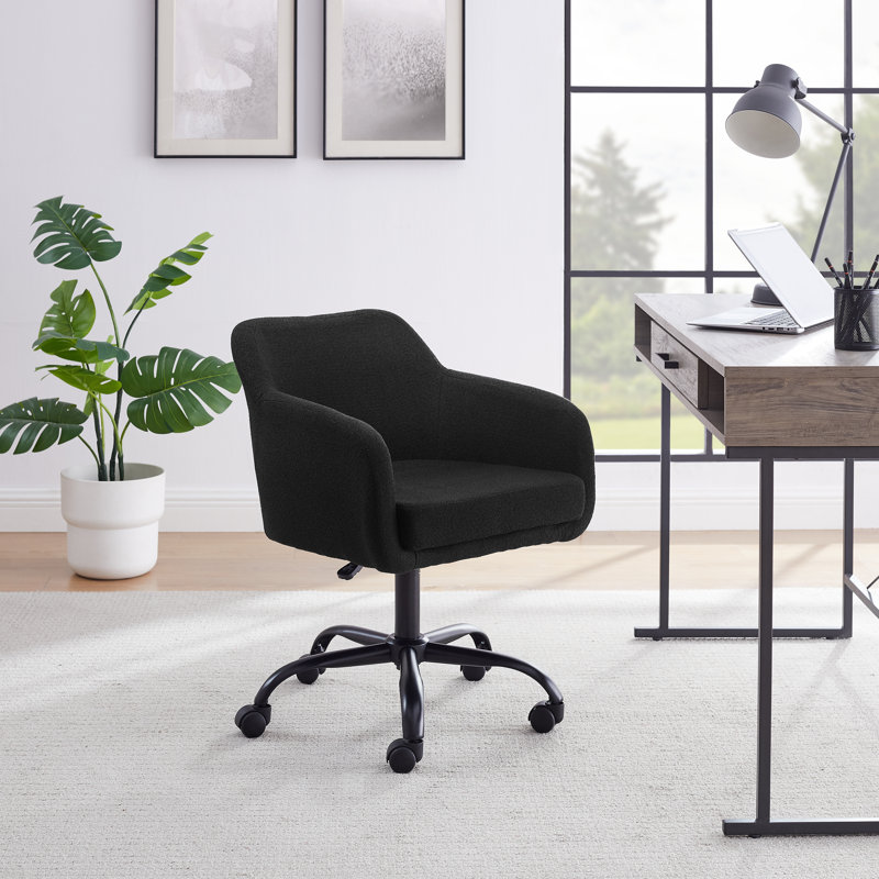Ajmer Armbruster Modern Adjustable Task Chair, Black Polyester Blend