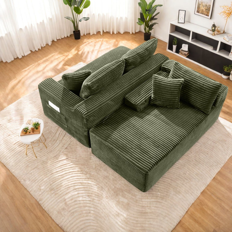 Compression Cloud Sectionals, Corduroy L Shape Modern Sofa For Home