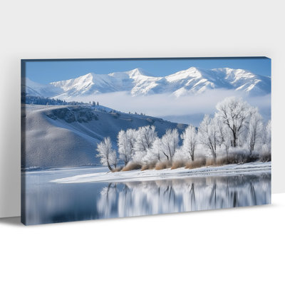 Grand paysage d'hiver, art mural sur toile, forêt de montagne enneigée, impressions d'arbre de Noël, peinture d'hiver, affiche murale, décoration murale pour salon, bureau de chambre à coucher, 24 po x 32 po