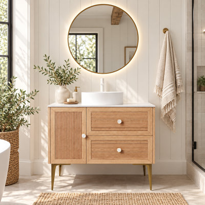 Meuble-lavabo moderne 36 po avec lavabo simple en céramique, jolie armoire en bois, pré-assemblé