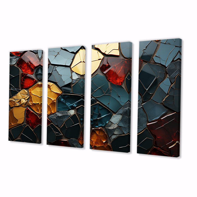Cubic Mosaic Marble Tiles IV - Abstract Marble, art mural sur toile 4 pièces, H 32 po x l 64 po