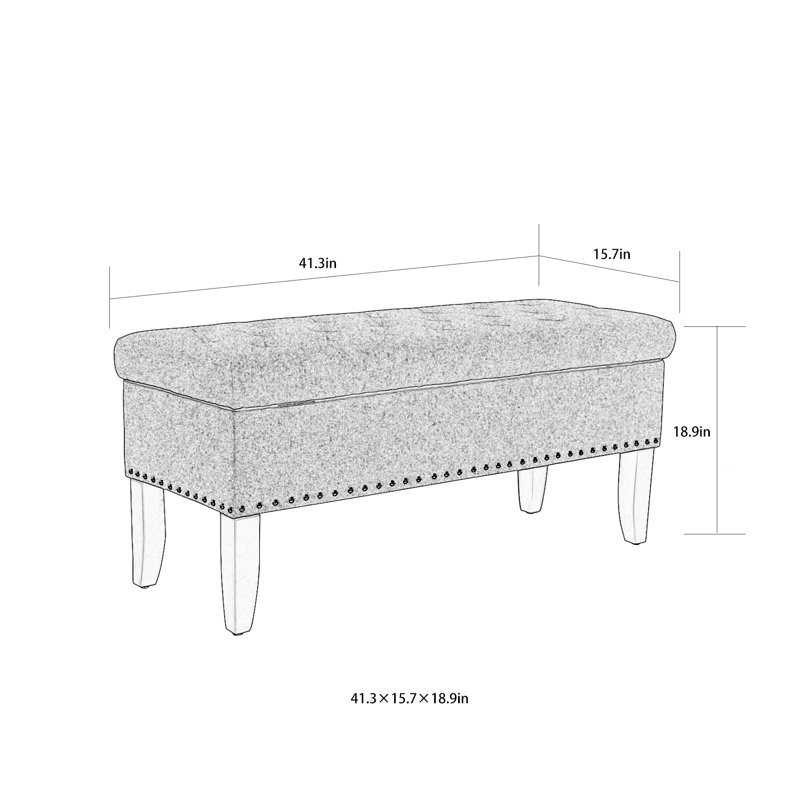 Linen Blend Upholstered Storage Bench