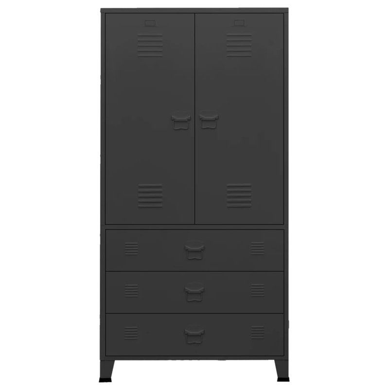 Bertrame Industrial Wardrobe 90x50x180 cm Metal, Black