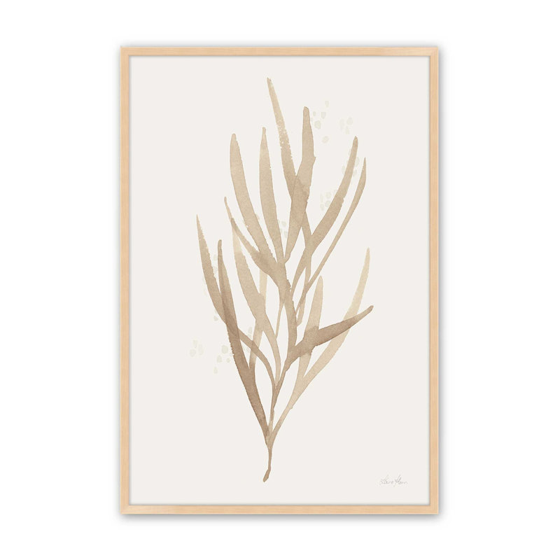 Tan Leaf Impressions II, reproduction encadrée, H 21 po x l 17 po, Cadre ouvert en érable brut