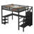 Queen Metal Loft Bed With LED Lighting, USB & Storage L Shaped Desk-1089986224-1089986229