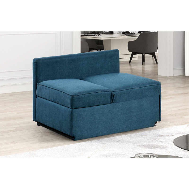 Chaise convertible de rangement de style contemporain, tissu en mousse grise, réglable, coussins inclus, Grey
