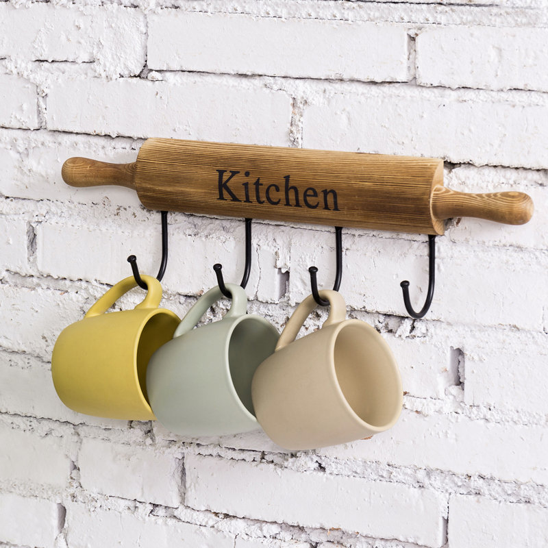 Kejohn Kitchen Wood Mug Hook, Brown