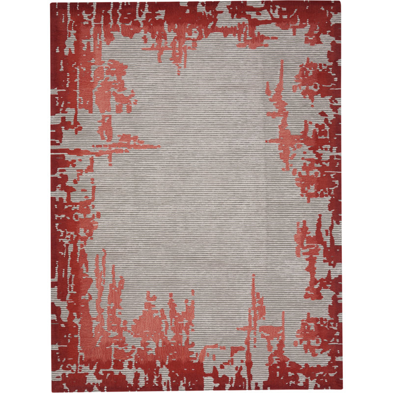 Tapis bleu moderne fait à la main, Rectangle 8 pi 6 po x 11 pi 6 po