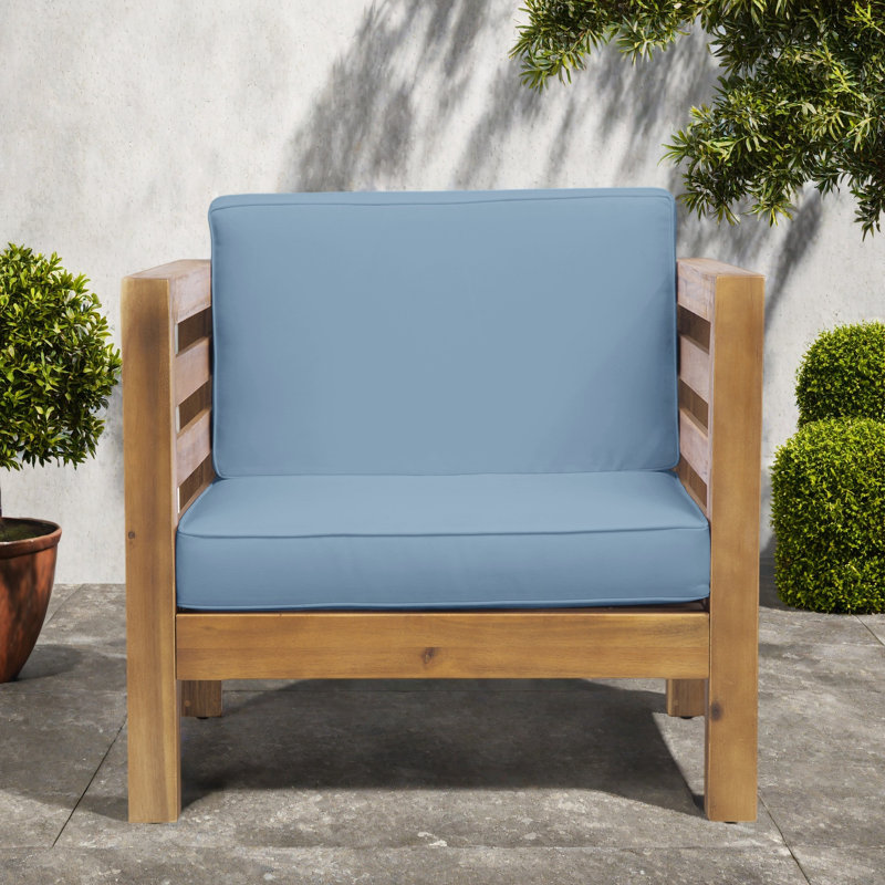 CHAISE CLUB, Naturel, Bleu