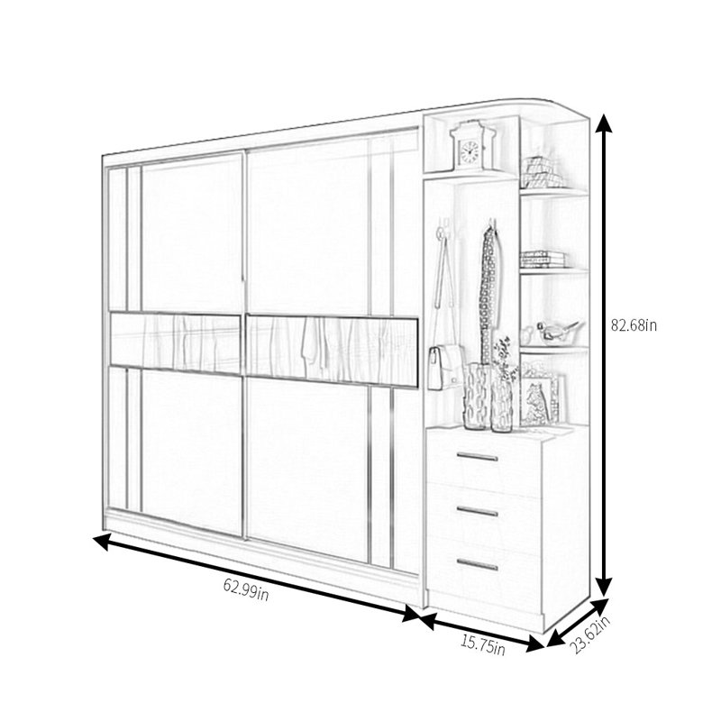 Garde-robe simple, H 82,68 po x l 78,74 po x P 23,62 po