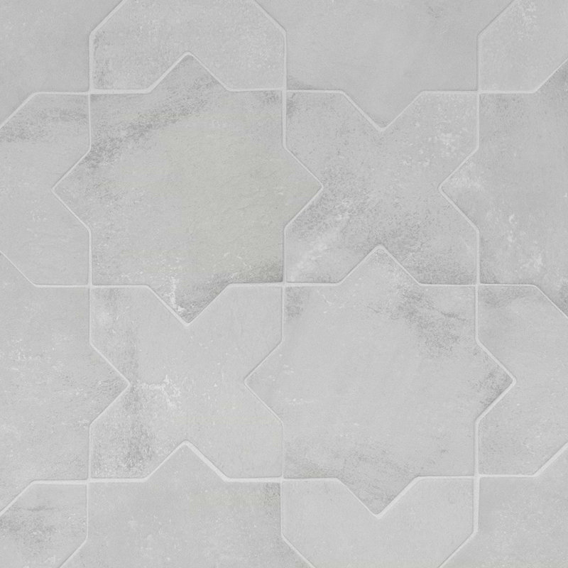 Parma Star and Cross 6" Terracotta Look Porcelain Floor and Wall Tile   , Gray