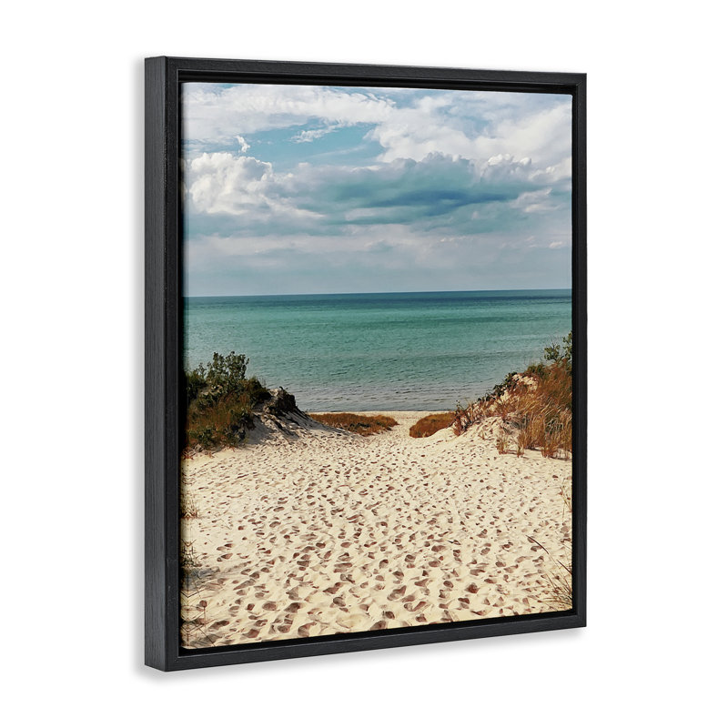 Generous Summer Beach Coast Floating Frame, design by Marcus Prime, Jet Black Floater Frame, 21" H x 17" W